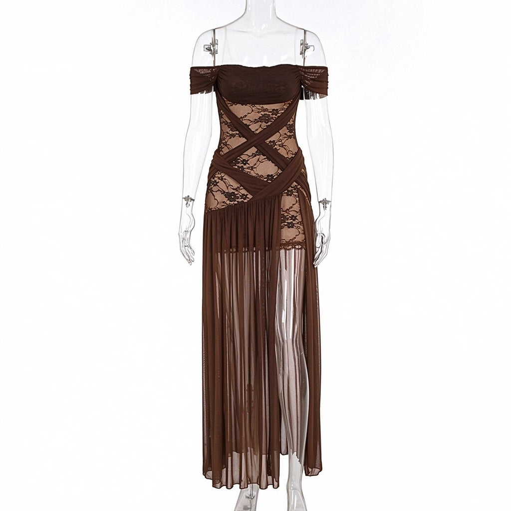 High-slit wedding guest maxi dress in classic black