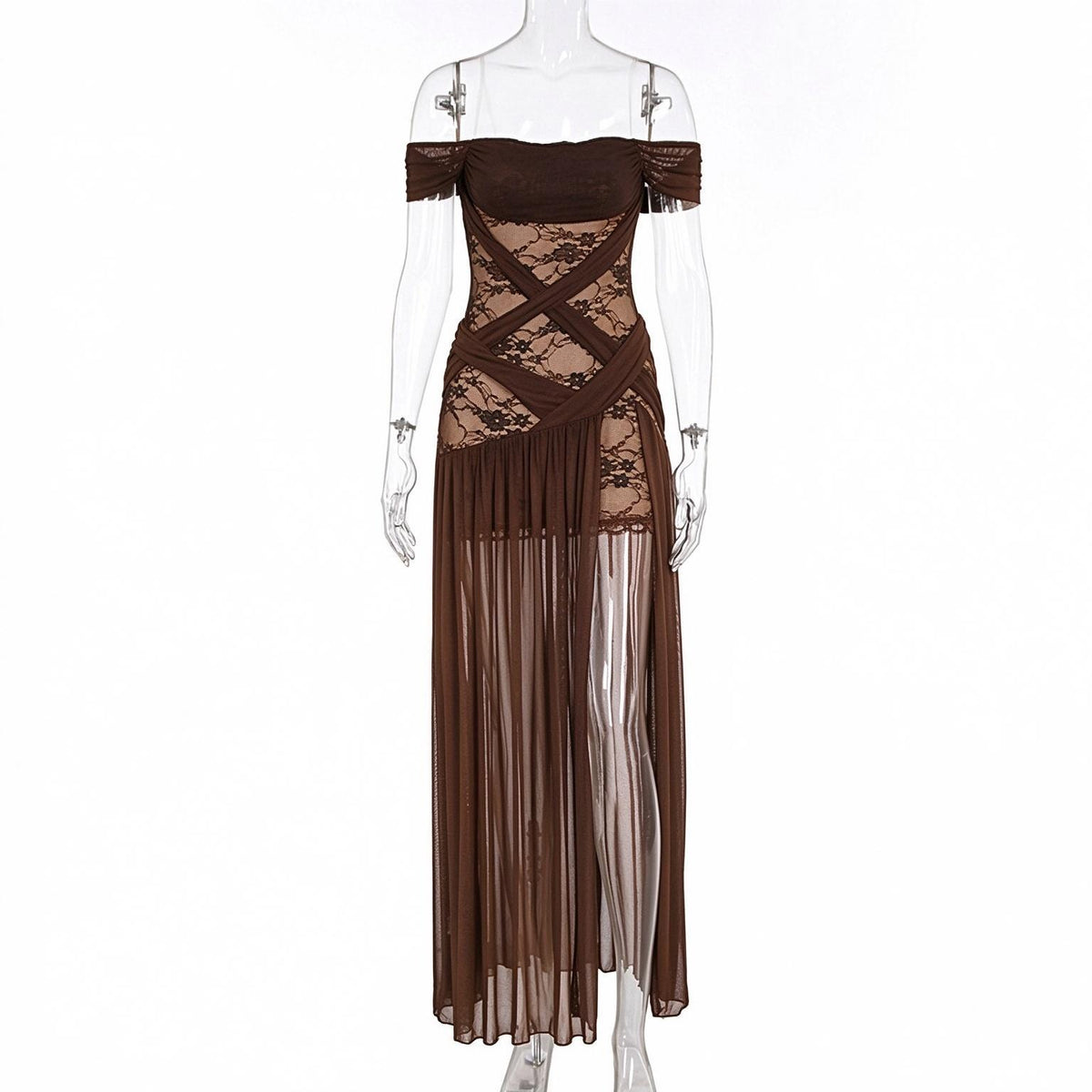 High-slit wedding guest maxi dress in classic black