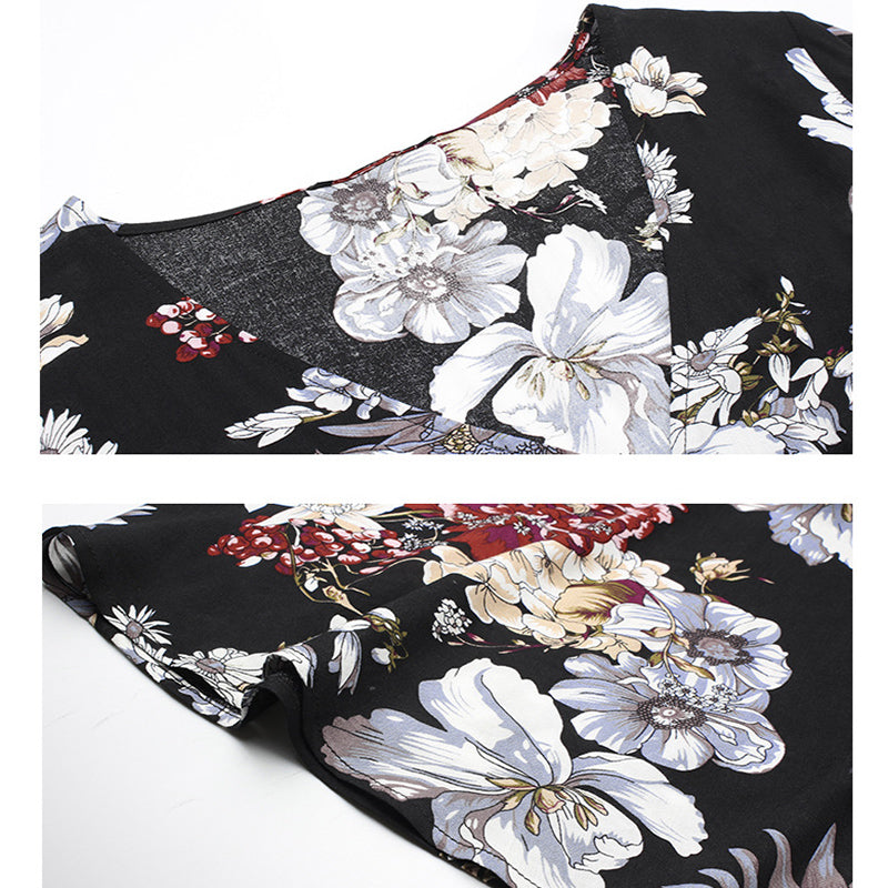 Women's high-waist summer sundress featuring an elastic smocked waist